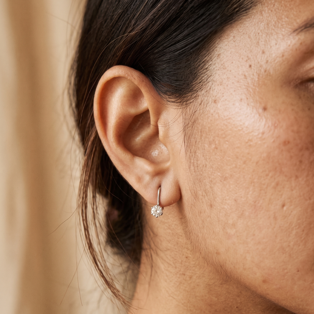 Éclat Earrings - Sterling Silver Rhodium Plated Moissanite Earrings - Suramyah