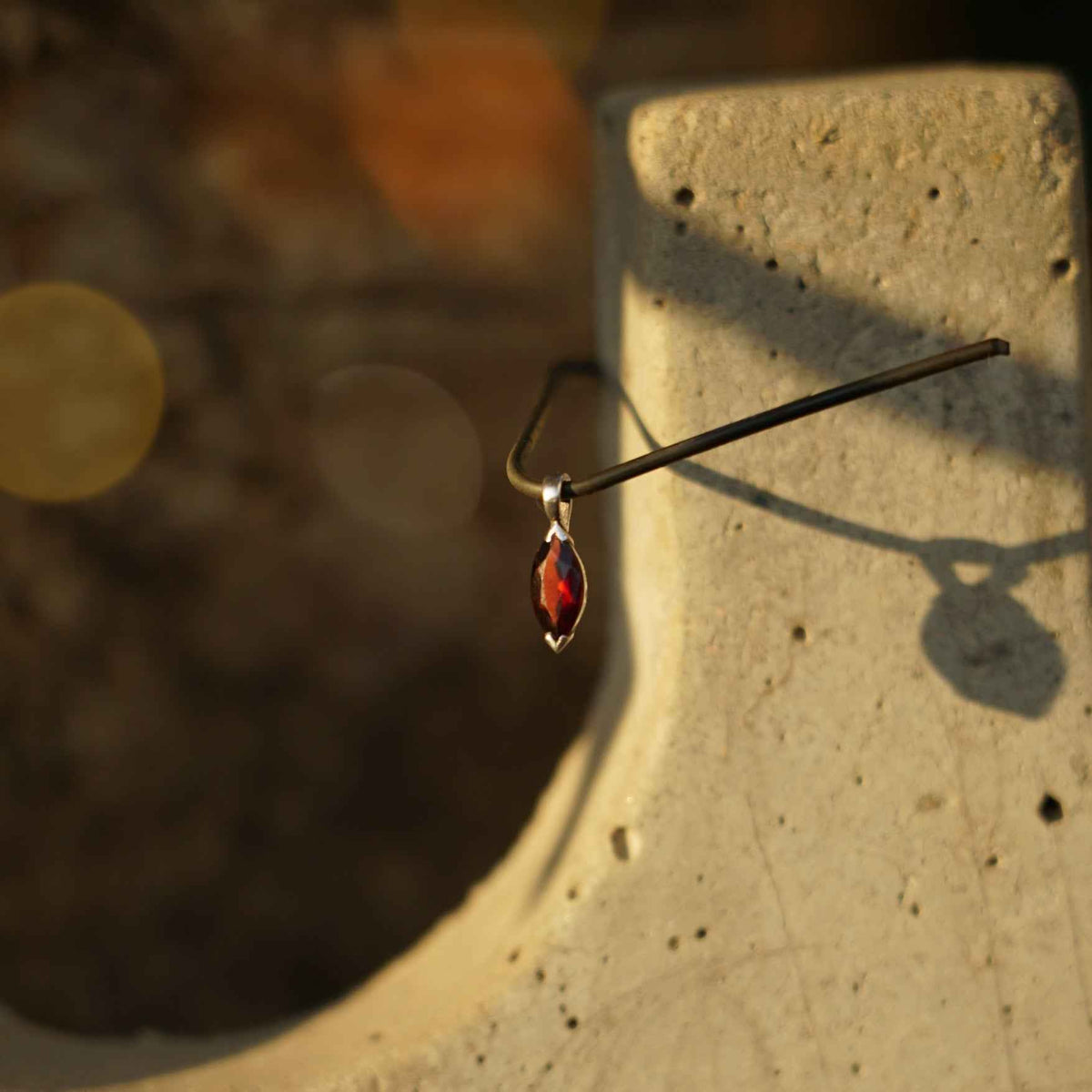 Garnet Marquise Red Gemstone Pendant in Silver, Rhodium Plated