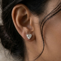 Éclat Heart Studs - Sterling Silver Rhodium Plated Moissanite Heart Studs - Suramyah
