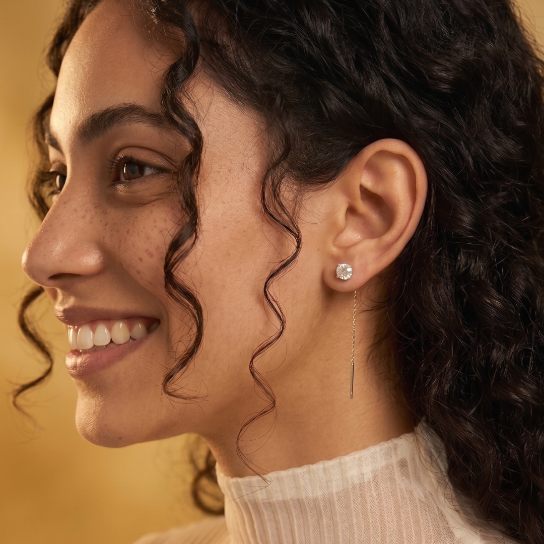 Éclat Studs - Sterling Silver Rhodium Plated Moissanite Studs - Suramyah