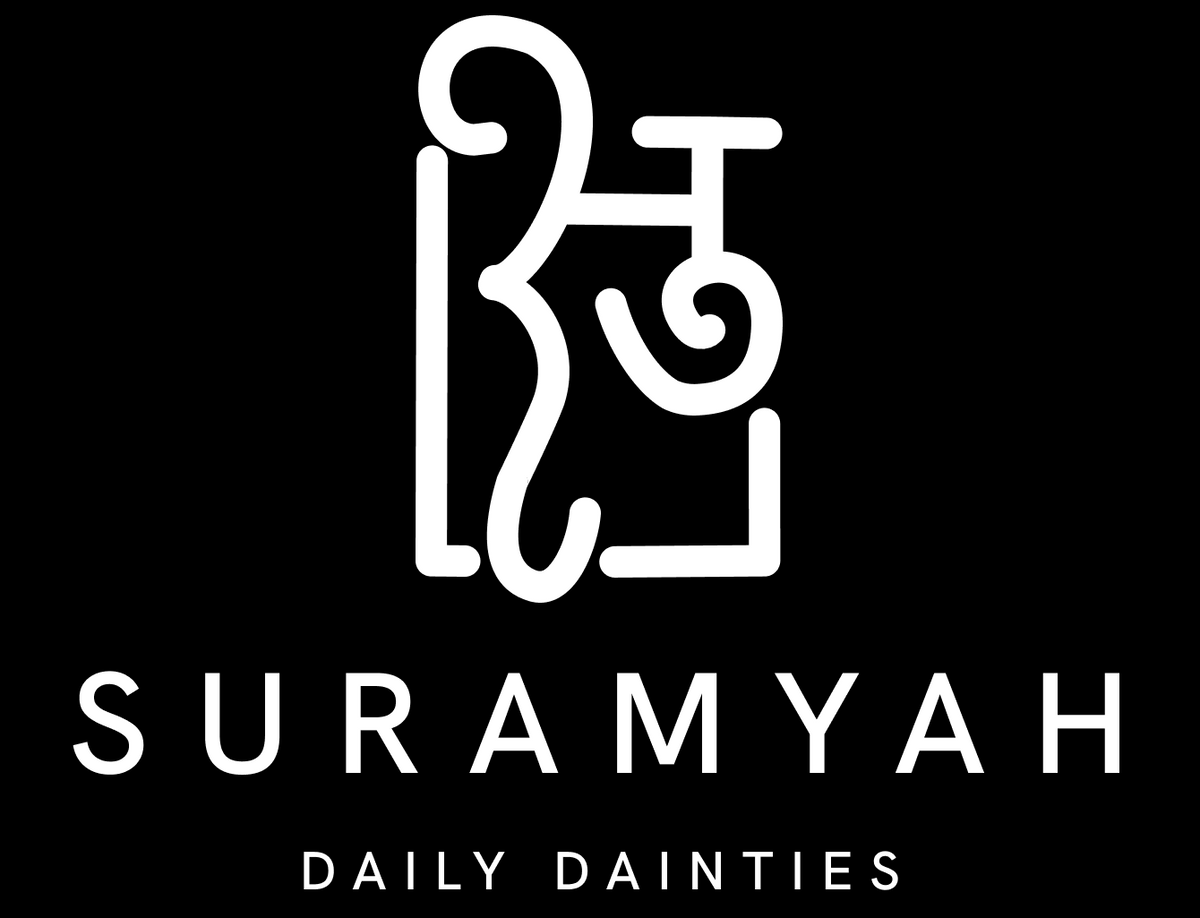 Suramyah logo with brand name and tagline on a black background